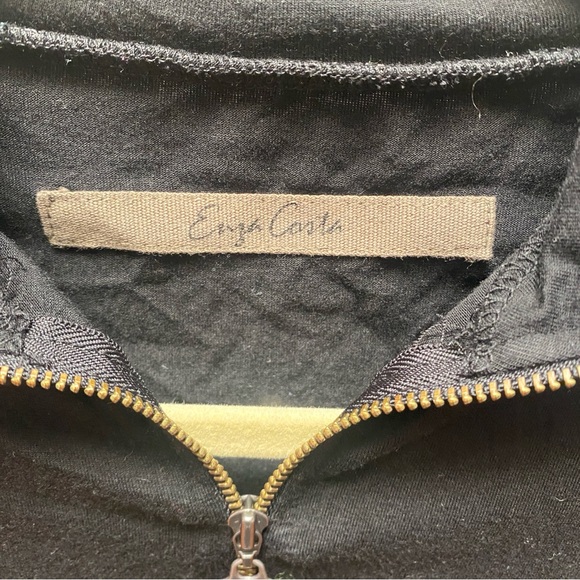 Enza Costa Mock Neck Front Zip Bodysuit - BLACK, small - Picture 7 of 7